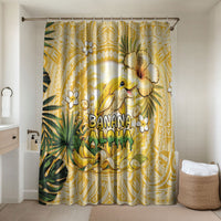 Hawaii Banana Dolphin Bathroom Set Cute Cosplay Naiʻa Fish Tribal Patterns DT05 Shower Curtain Only Yellow - Polynesian Pride