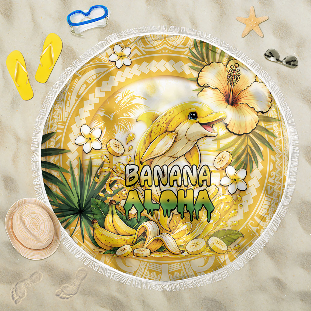 Hawaii Banana Dolphin Beach Blanket Cute Cosplay Naiʻa Fish Tribal Patterns DT05 One Size 150cm Yellow - Polynesian Pride