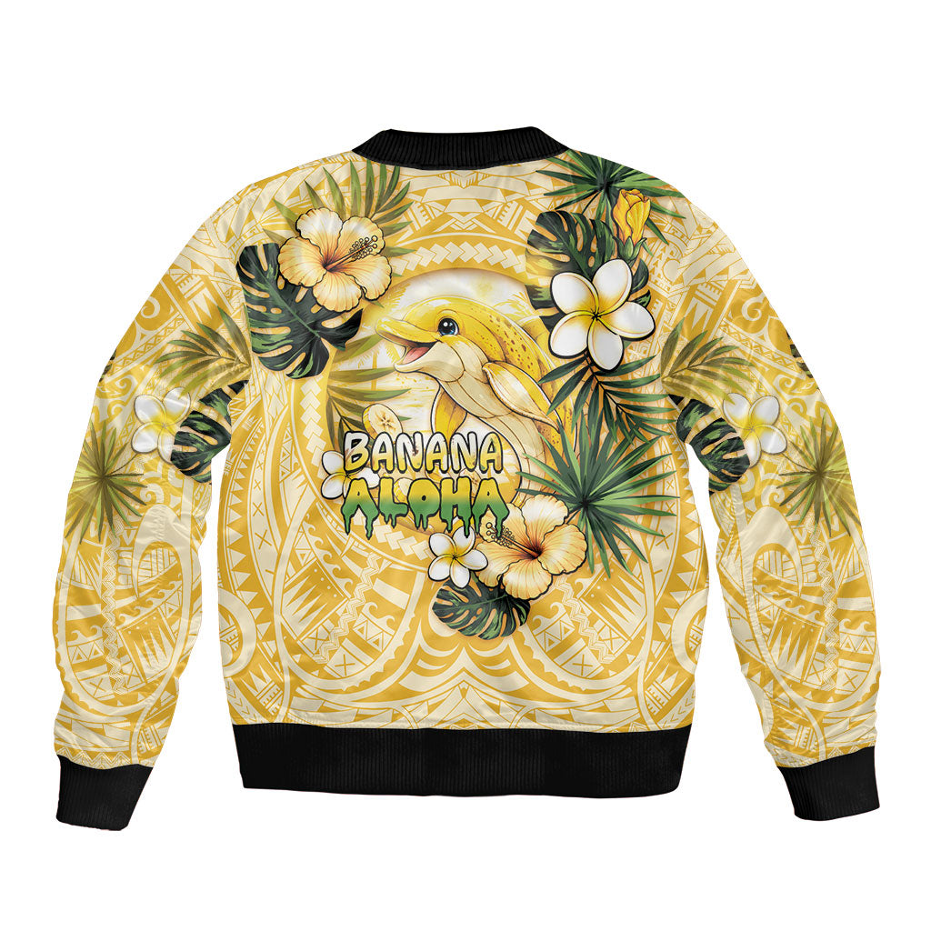 Hawaii Banana Dolphin Bomber Jacket Cute Cosplay Naiʻa Fish Tribal Patterns DT05 - Polynesian Pride