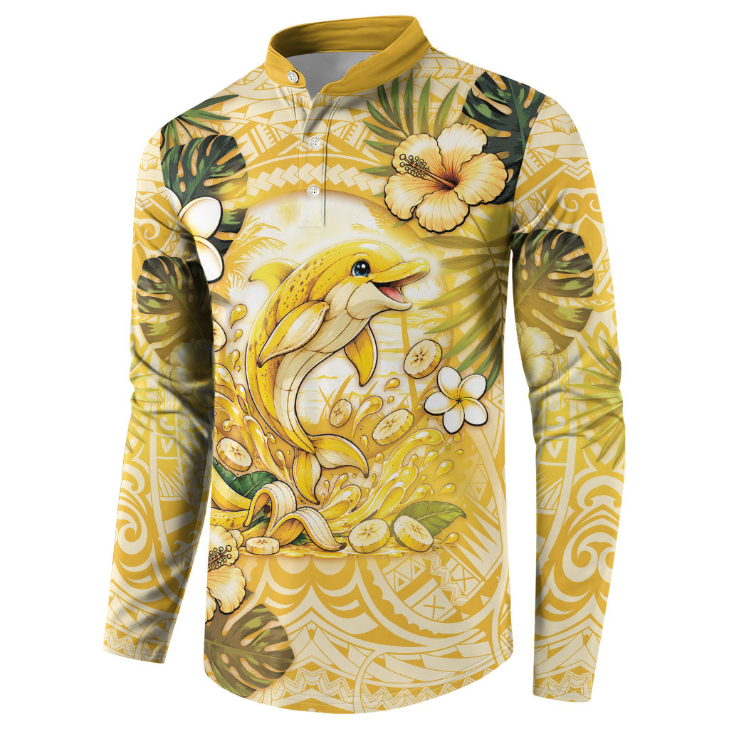 Hawaii Banana Dolphin Button Sweatshirt Cute Cosplay Naiʻa Fish Tribal Patterns DT05 - Polynesian Pride