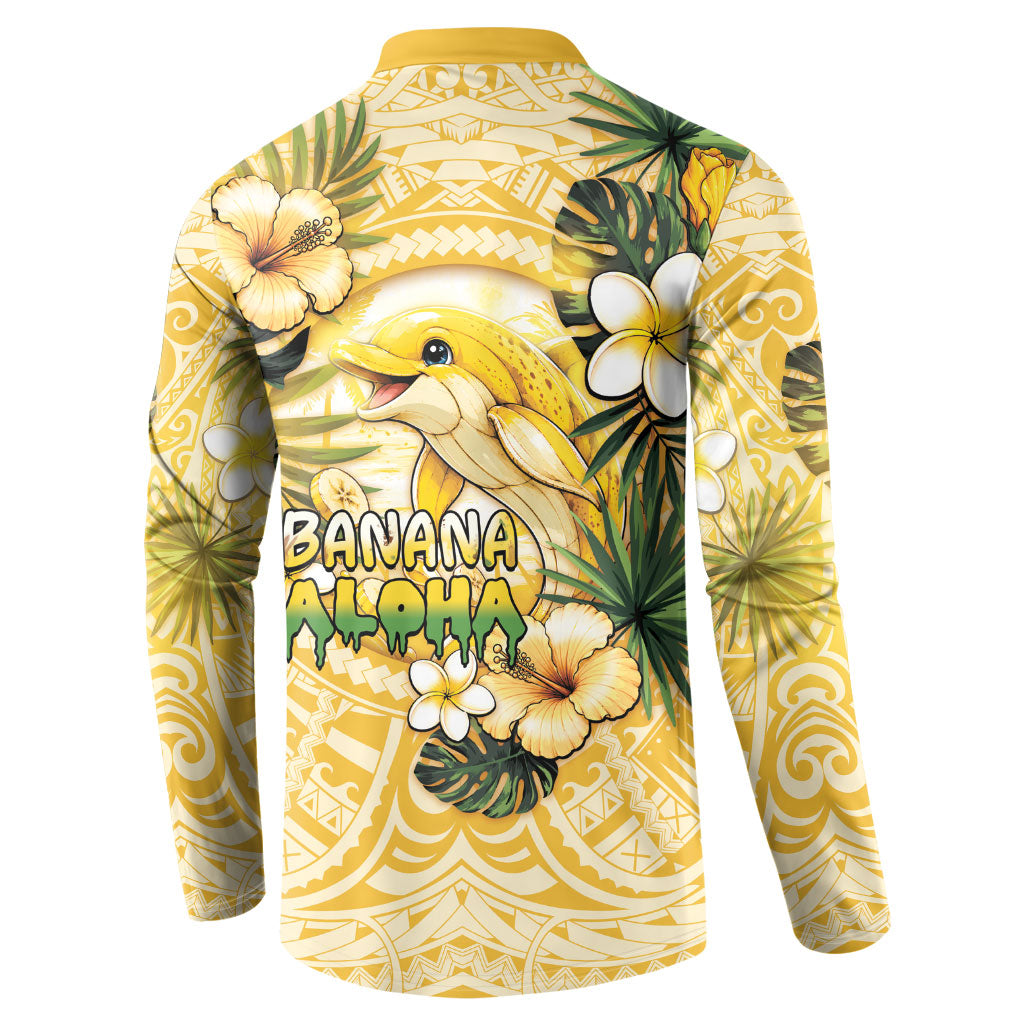 Hawaii Banana Dolphin Button Sweatshirt Cute Cosplay Naiʻa Fish Tribal Patterns DT05 - Polynesian Pride