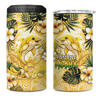 Hawaii Banana Dolphin 4 in 1 Can Cooler Tumbler Cute Cosplay Naiʻa Fish Tribal Patterns DT05 One Size: 16 oz Yellow - Polynesian Pride