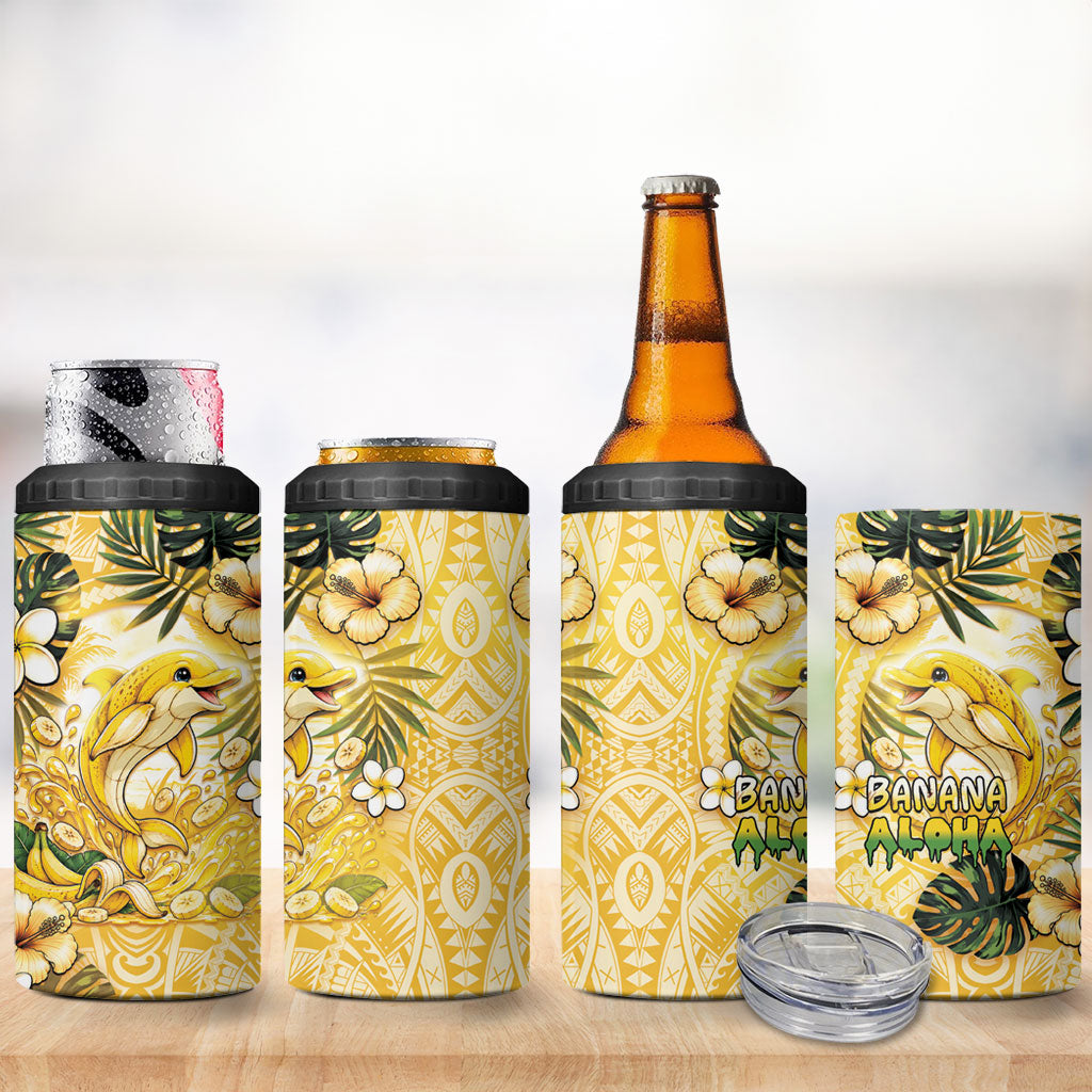 Hawaii Banana Dolphin 4 in 1 Can Cooler Tumbler Cute Cosplay Naiʻa Fish Tribal Patterns DT05 - Polynesian Pride