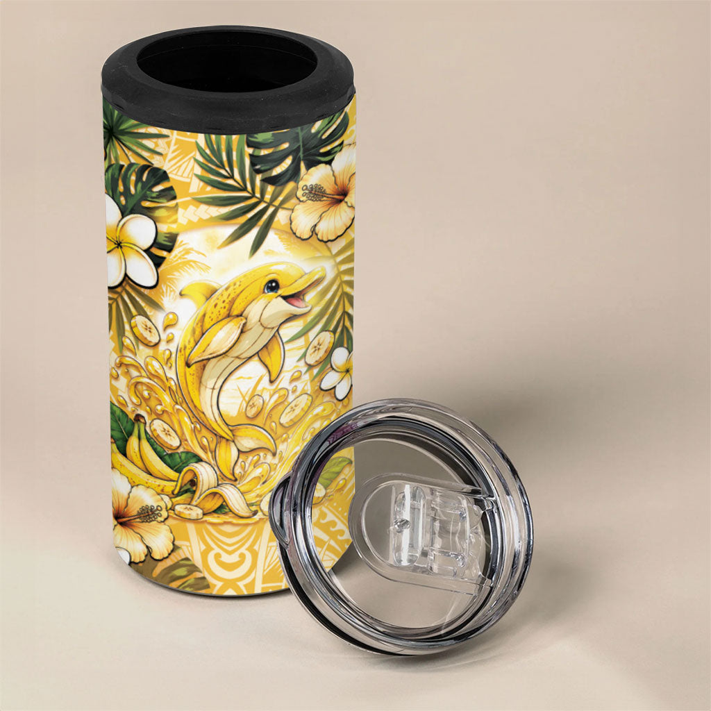 Hawaii Banana Dolphin 4 in 1 Can Cooler Tumbler Cute Cosplay Naiʻa Fish Tribal Patterns DT05 - Polynesian Pride