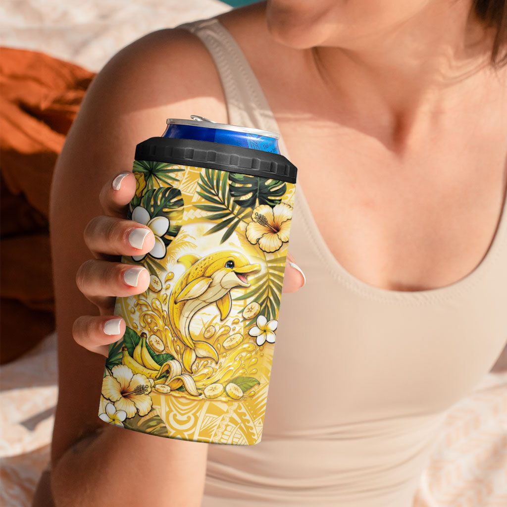 Hawaii Banana Dolphin 4 in 1 Can Cooler Tumbler Cute Cosplay Naiʻa Fish Tribal Patterns DT05 - Polynesian Pride