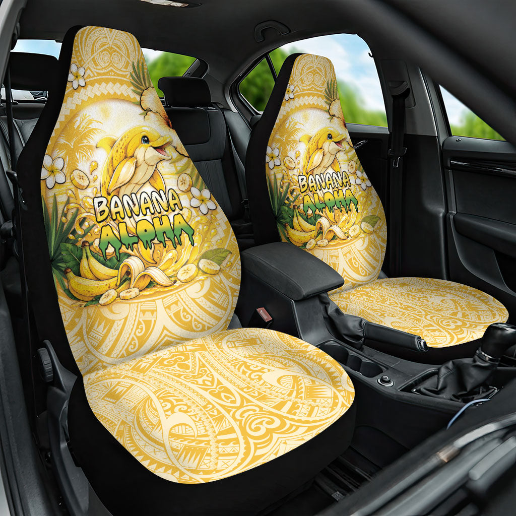 Hawaii Banana Dolphin Car Seat Cover Cute Cosplay Naiʻa Fish Tribal Patterns DT05 One Size Yellow - Polynesian Pride