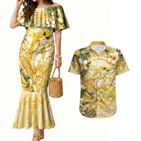 Hawaii Banana Dolphin Couples Matching Mermaid Dress and Hawaiian Shirt Cute Cosplay Naiʻa Fish Tribal Patterns DT05 Yellow - Polynesian Pride
