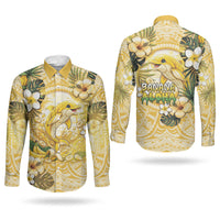 Hawaii Banana Dolphin Couples Matching Puletasi and Long Sleeve Button Shirt Cute Cosplay Naiʻa Fish Tribal Patterns DT05 - Polynesian Pride