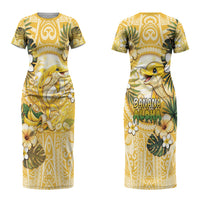 Hawaii Banana Dolphin Couples Matching Short Sleeve Bodycon Dress and Hawaiian Shirt Cute Cosplay Naiʻa Fish Tribal Patterns DT05 - Polynesian Pride