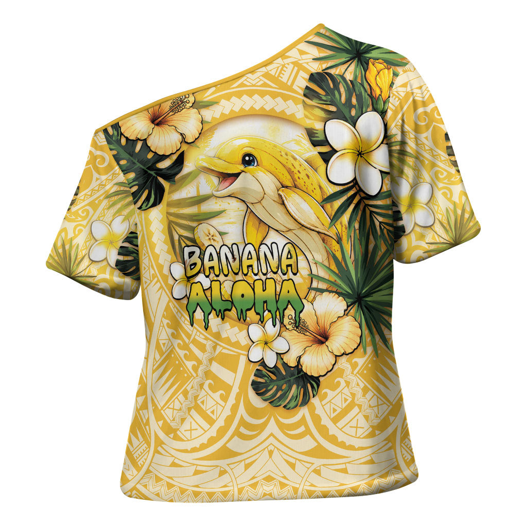 Hawaii Banana Dolphin Cross Shoulder Shirt Cute Cosplay Naiʻa Fish Tribal Patterns DT05 - Polynesian Pride