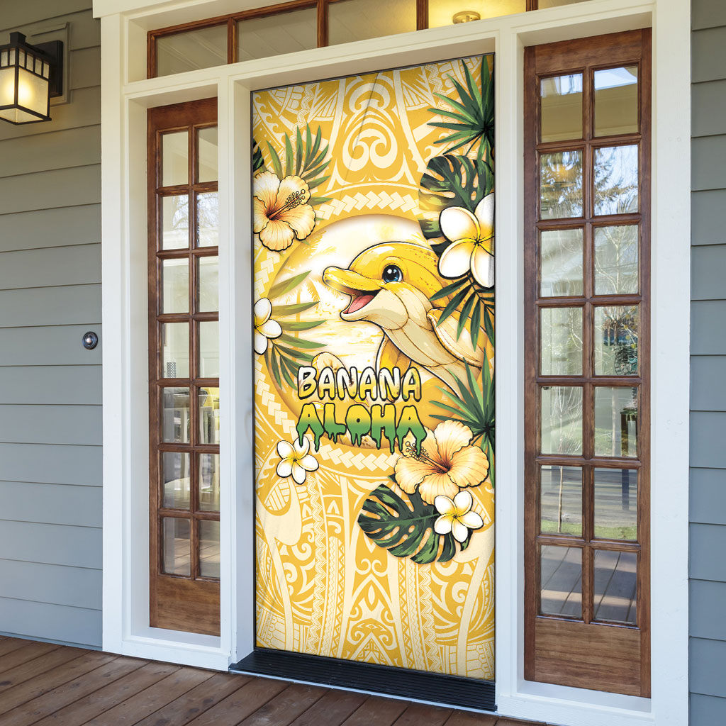 Hawaii Banana Dolphin Door Cover Cute Cosplay Naiʻa Fish Tribal Patterns DT05 - Polynesian Pride