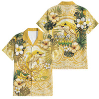 Hawaii Banana Dolphin Family Matching Off Shoulder Maxi Dress and Hawaiian Shirt Cute Cosplay Naiʻa Fish Tribal Patterns DT05 Dad's Shirt - Short Sleeve Yellow - Polynesian Pride