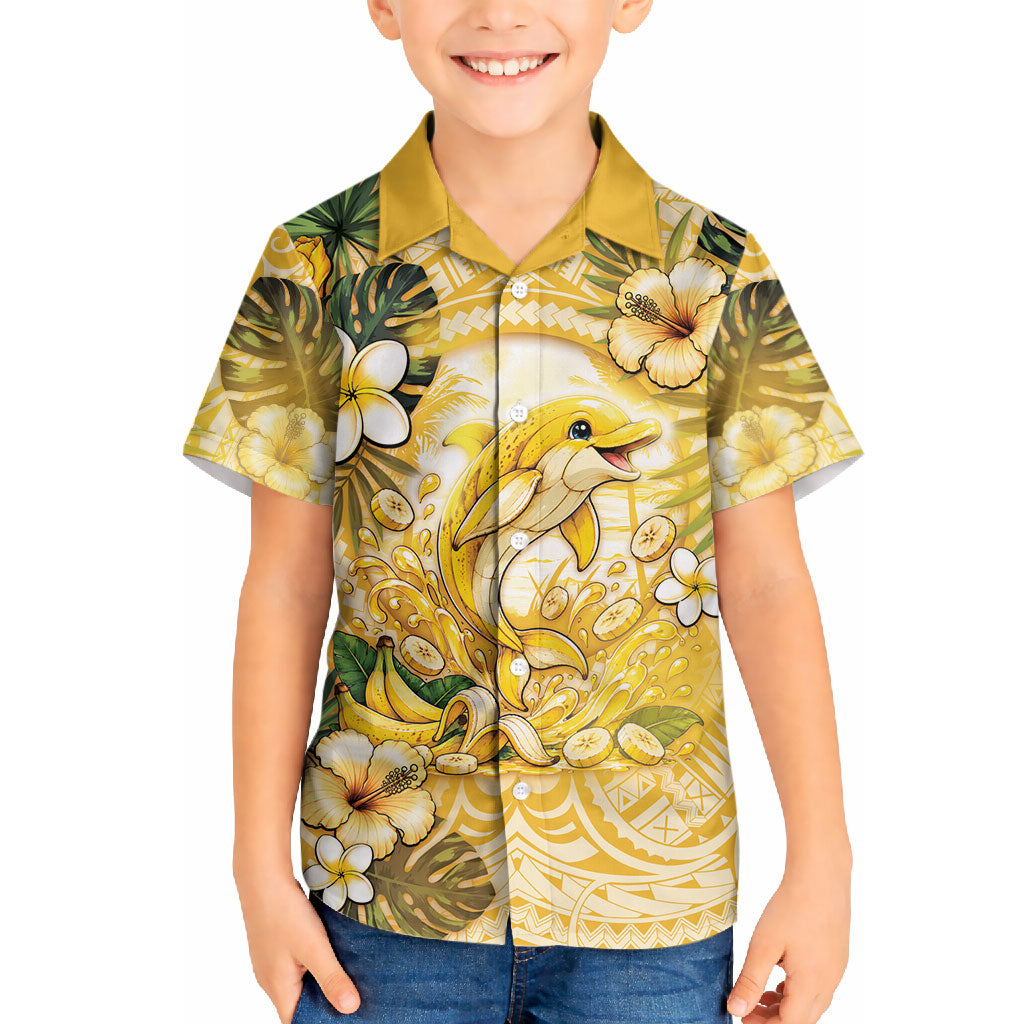 Hawaii Banana Dolphin Hawaiian Shirt Cute Cosplay Naiʻa Fish Tribal Patterns DT05 - Polynesian Pride