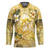 Hawaii Banana Dolphin Hockey Jersey Cute Cosplay Naiʻa Fish Tribal Patterns DT05 Unisex Yellow - Polynesian Pride