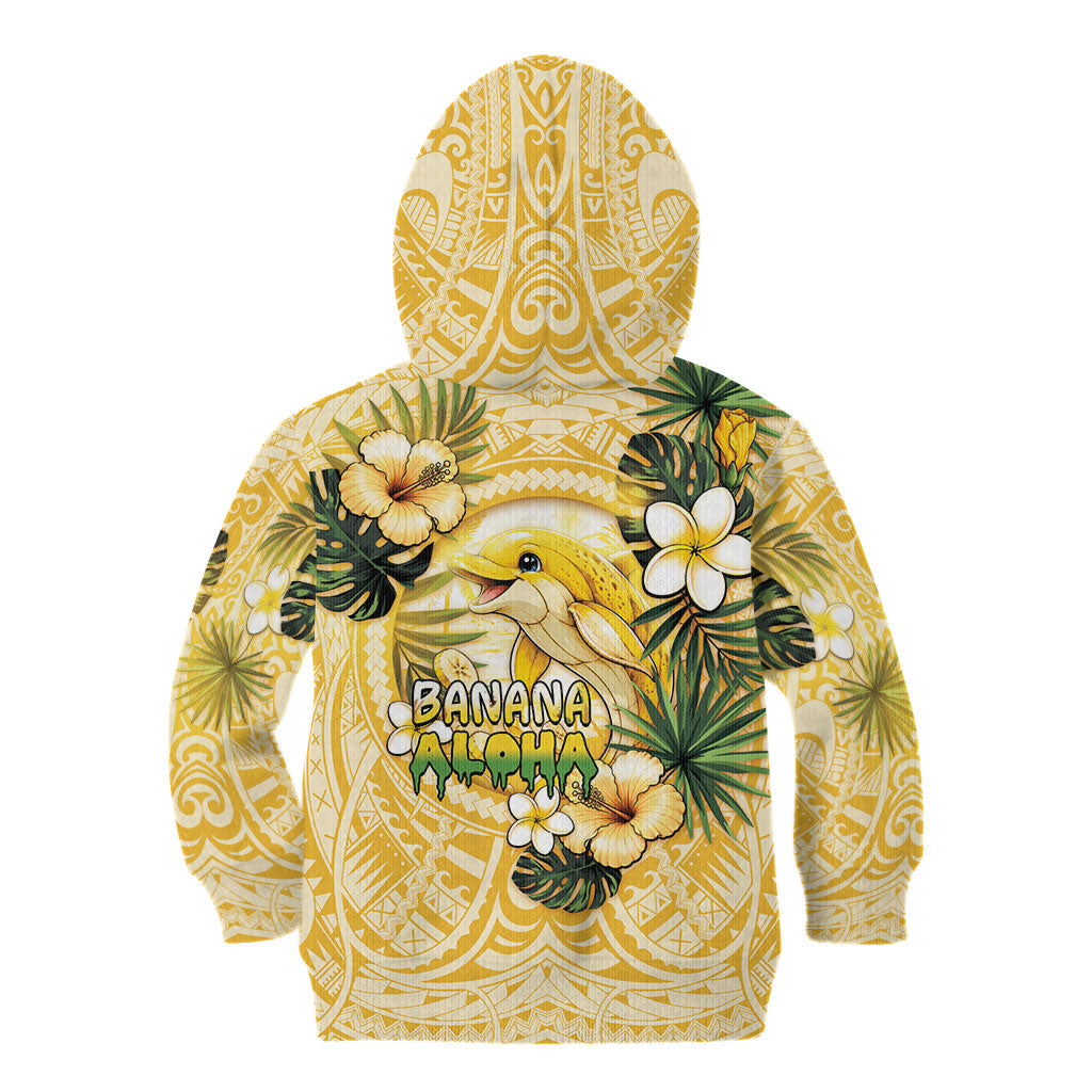 Hawaii Banana Dolphin Kid Hoodie Cute Cosplay Naiʻa Fish Tribal Patterns DT05 - Polynesian Pride