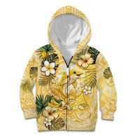 Hawaii Banana Dolphin Kid Hoodie Cute Cosplay Naiʻa Fish Tribal Patterns DT05 Zip Hoodie Yellow - Polynesian Pride