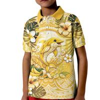 Hawaii Banana Dolphin Kid Polo Shirt Cute Cosplay Naiʻa Fish Tribal Patterns DT05 Kid Yellow - Polynesian Pride