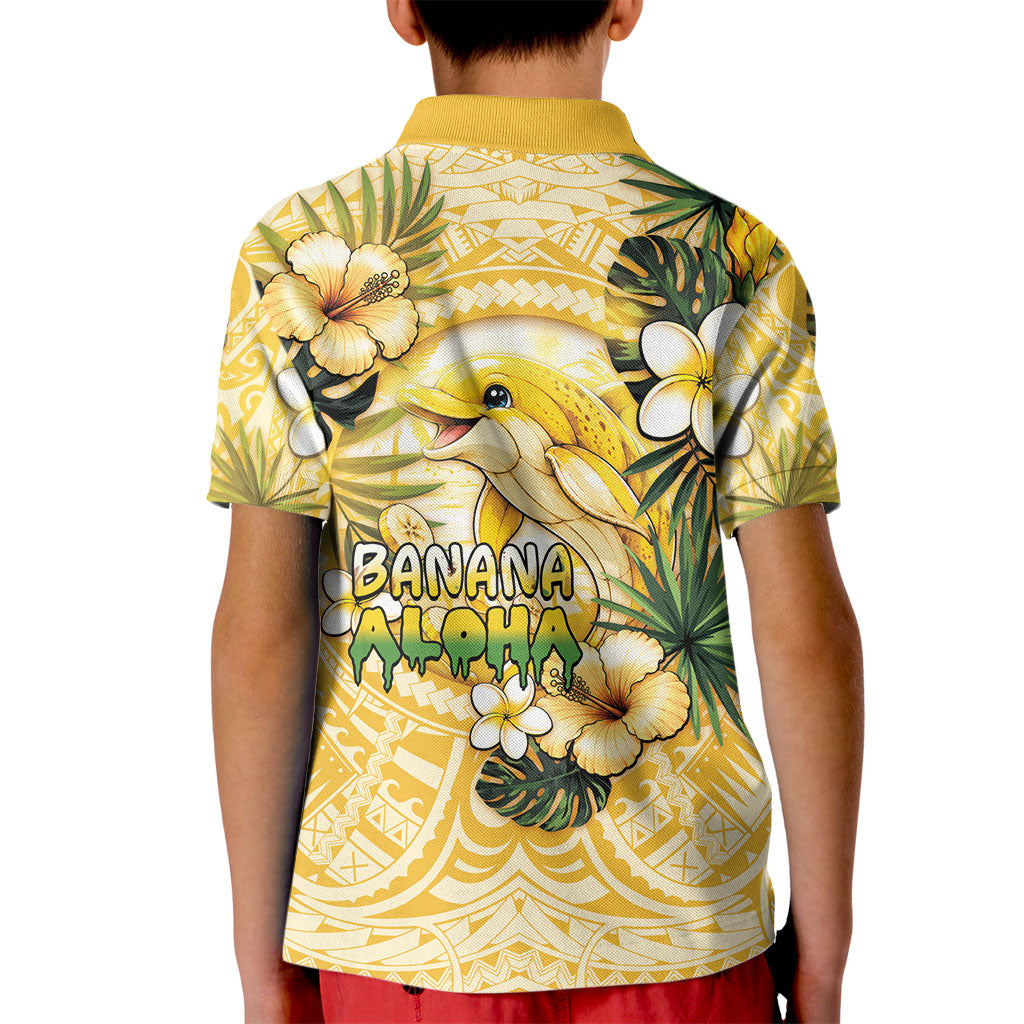 Hawaii Banana Dolphin Kid Polo Shirt Cute Cosplay Naiʻa Fish Tribal Patterns DT05 - Polynesian Pride