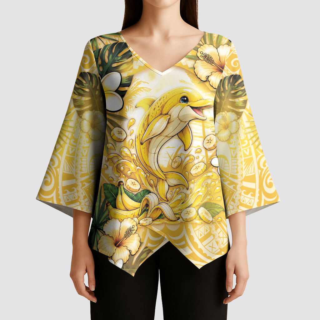 Hawaii Banana Dolphin Kimono Sleeve Blouse Cute Cosplay Naiʻa Fish Tribal Patterns DT05 - Polynesian Pride