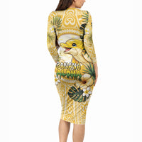 Hawaii Banana Dolphin Long Sleeve Bodycon Dress Cute Cosplay Naiʻa Fish Tribal Patterns DT05 - Polynesian Pride