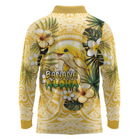 Hawaii Banana Dolphin Long Sleeve Polo Shirt Cute Cosplay Naiʻa Fish Tribal Patterns DT05 - Polynesian Pride
