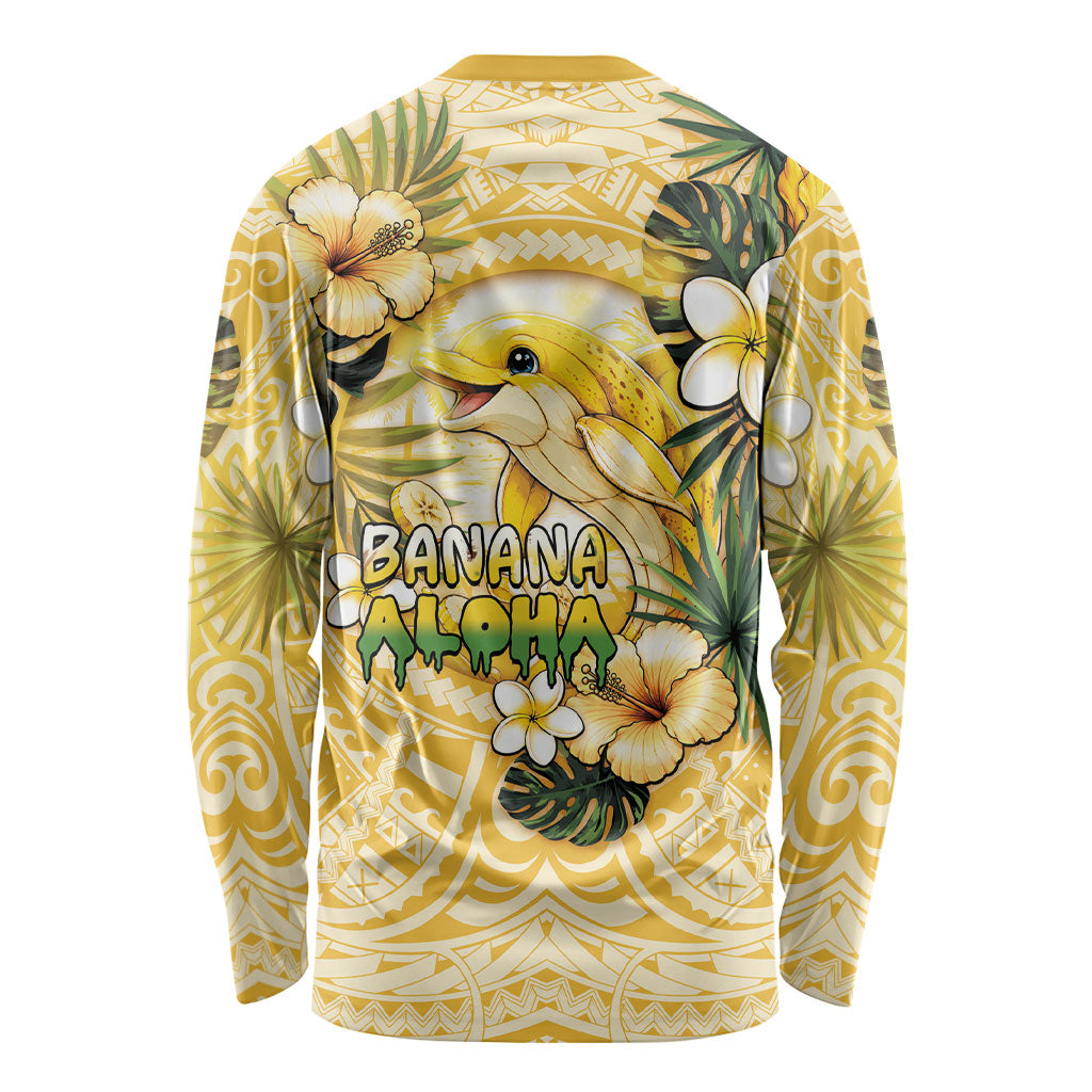 Hawaii Banana Dolphin Long Sleeve Shirt Cute Cosplay Naiʻa Fish Tribal Patterns DT05 - Polynesian Pride