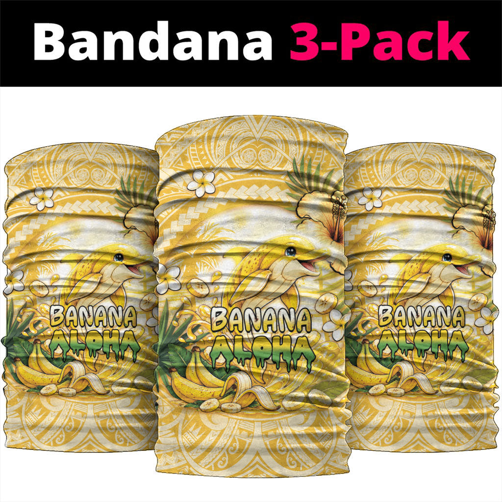 Hawaii Banana Dolphin Neck Gaiter Cute Cosplay Naiʻa Fish Tribal Patterns DT05 package One Size: 25*50cm Yellow - Polynesian Pride