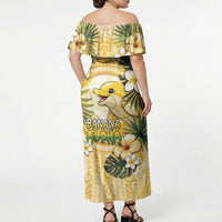 Hawaii Banana Dolphin Off Shoulder Maxi Dress Cute Cosplay Naiʻa Fish Tribal Patterns DT05 - Polynesian Pride