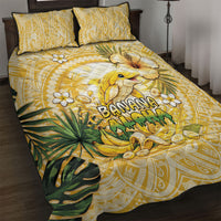 Hawaii Banana Dolphin Quilt Bed Set Cute Cosplay Naiʻa Fish Tribal Patterns DT05 Yellow - Polynesian Pride