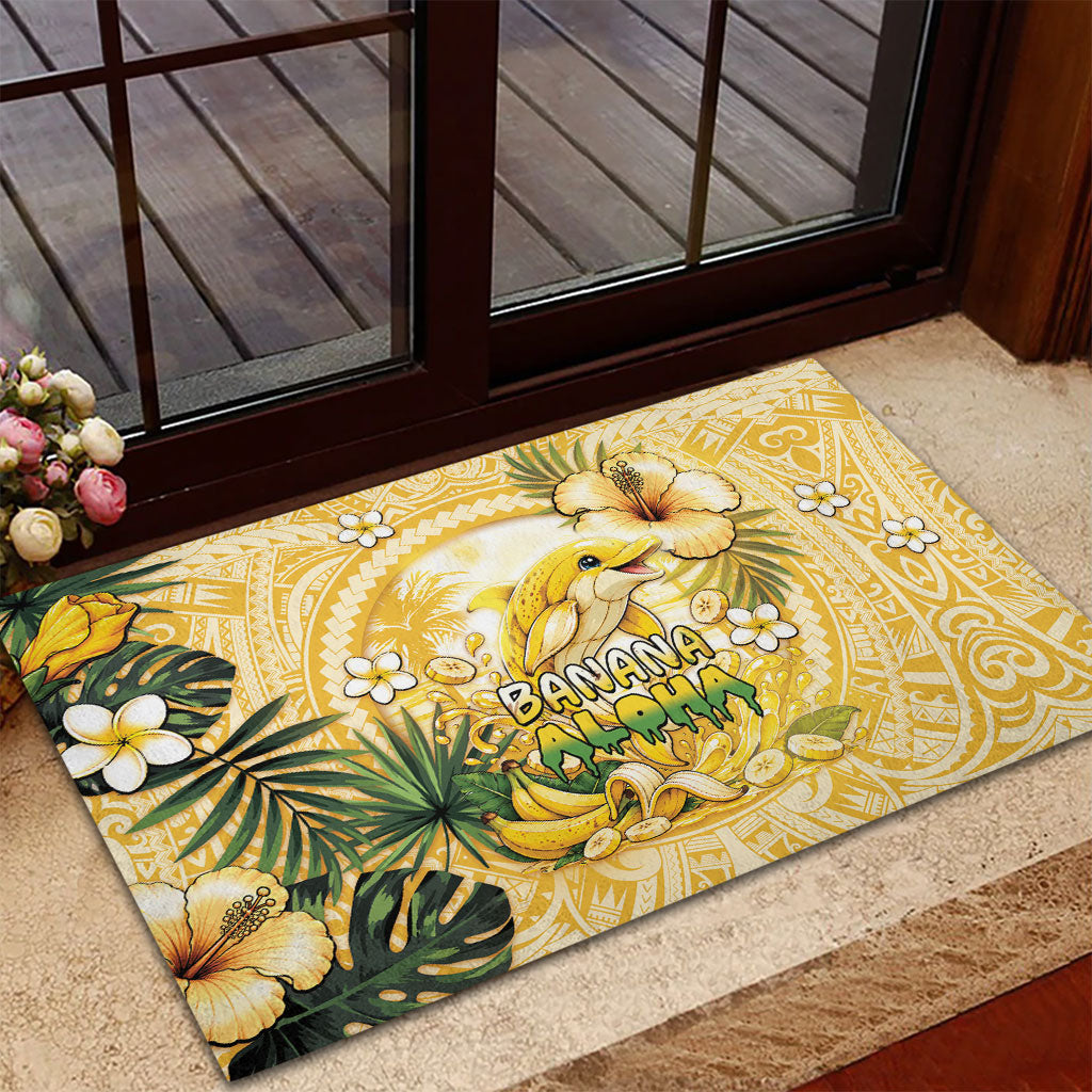 Hawaii Banana Dolphin Rubber Doormat Cute Cosplay Naiʻa Fish Tribal Patterns DT05 - Polynesian Pride