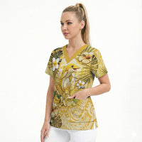 Hawaii Banana Dolphin Scrub Top Cute Cosplay Naiʻa Fish Tribal Patterns DT05 - Polynesian Pride