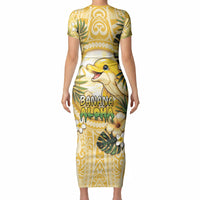 Hawaii Banana Dolphin Short Sleeve Bodycon Dress Cute Cosplay Naiʻa Fish Tribal Patterns DT05 - Polynesian Pride