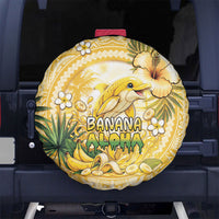 Hawaii Banana Dolphin Spare Tire Cover Cute Cosplay Naiʻa Fish Tribal Patterns DT05 No hole Yellow - Polynesian Pride