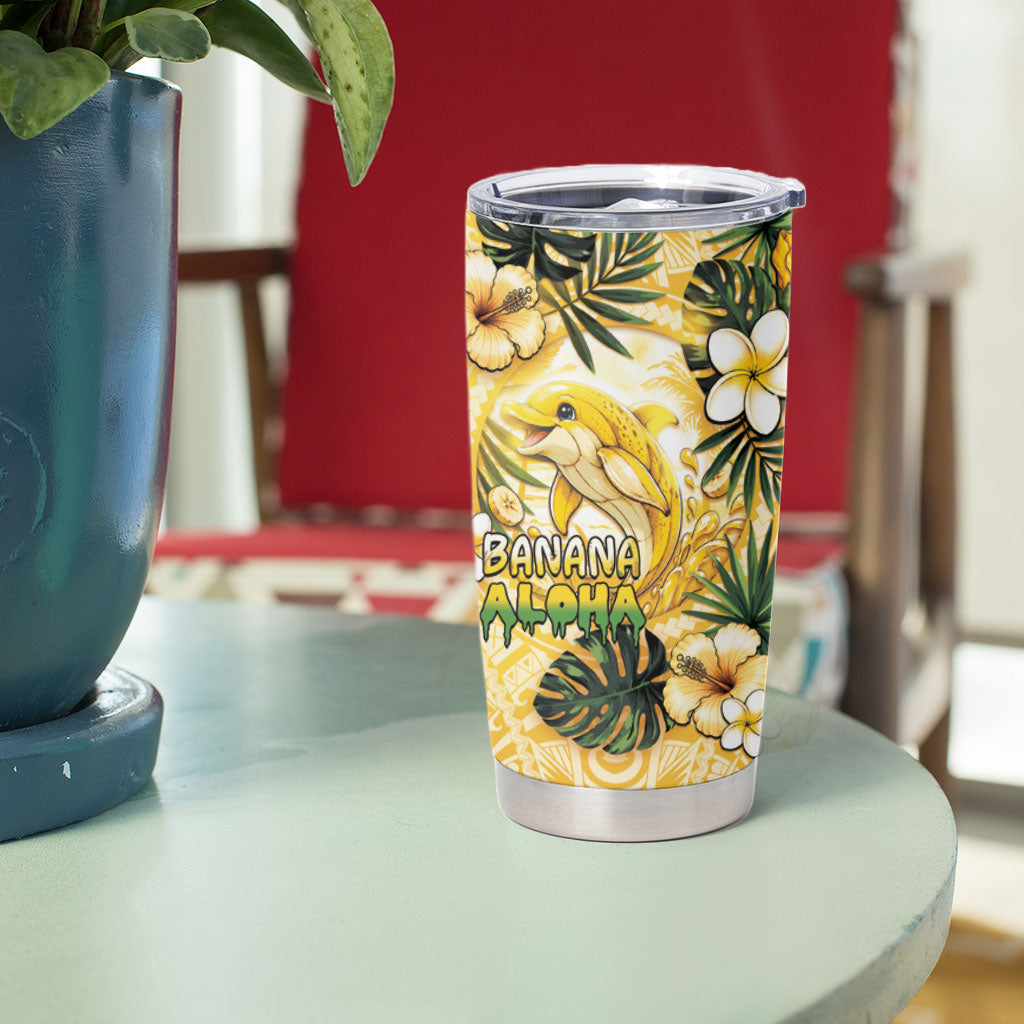 Hawaii Banana Dolphin Tumbler Cup Cute Cosplay Naiʻa Fish Tribal Patterns DT05 - Polynesian Pride