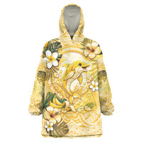Hawaii Banana Dolphin Wearable Blanket Hoodie Cute Cosplay Naiʻa Fish Tribal Patterns DT05 One Size Yellow - Polynesian Pride