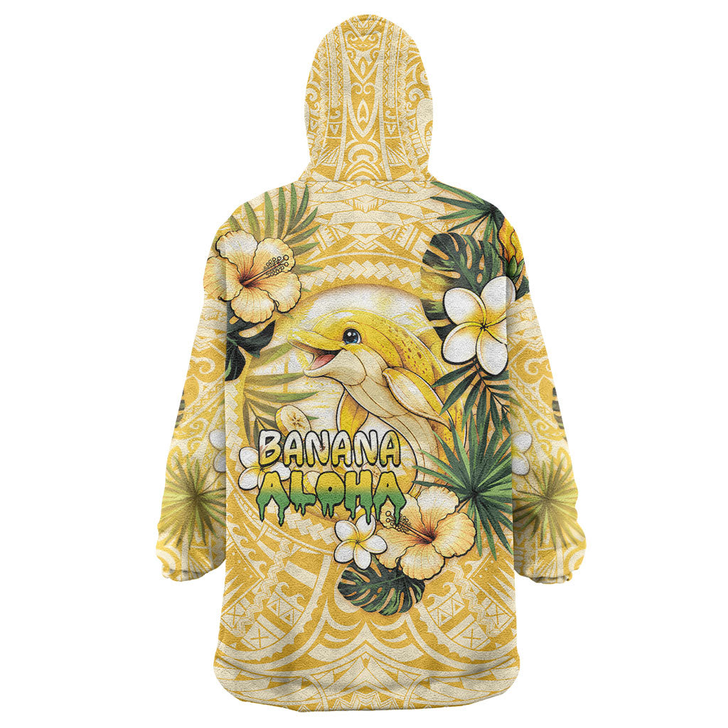 Hawaii Banana Dolphin Wearable Blanket Hoodie Cute Cosplay Naiʻa Fish Tribal Patterns DT05 - Polynesian Pride
