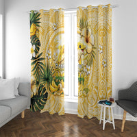 Hawaii Banana Dolphin Window Curtain Cute Cosplay Naiʻa Fish Tribal Patterns DT05 With Grommets Yellow - Polynesian Pride