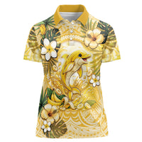Hawaii Banana Dolphin Women Polo Shirt Cute Cosplay Naiʻa Fish Tribal Patterns DT05 Female Yellow - Polynesian Pride