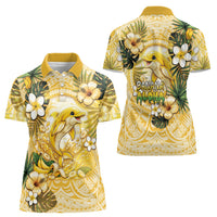 Hawaii Banana Dolphin Women Polo Shirt Cute Cosplay Naiʻa Fish Tribal Patterns DT05 - Polynesian Pride