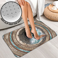 3D Illusion Surfing Skeleton Halloween Bathroom Set Surfboard Bones Ocean Wave Stone Well DT05 - Polynesian Pride