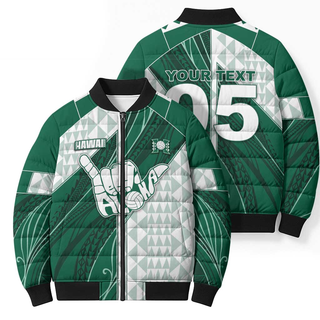 Custom Hawaii Volleyball Bomber Puffer Jacket Shaka Aloha Hand