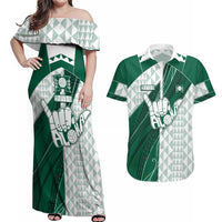 Custom Hawaii Volleyball Couples Matching Off Shoulder Maxi Dress and Hawaiian Shirt Shaka Aloha Hand