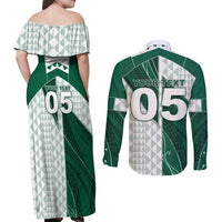 Custom Hawaii Volleyball Couples Matching Off Shoulder Maxi Dress and Long Sleeve Button Shirt Shaka Aloha Hand