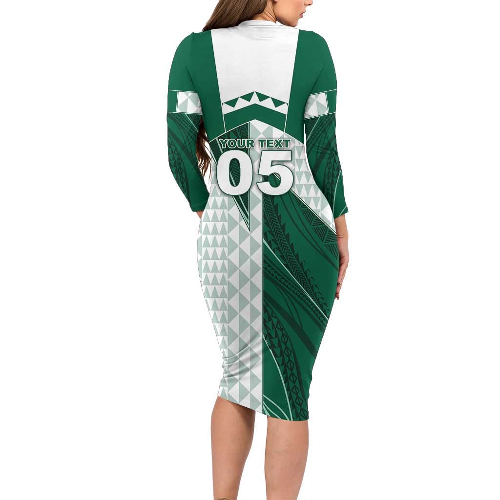 Custom Hawaii Volleyball Family Matching Long Sleeve Bodycon Dress and Hawaiian Shirt Shaka Aloha Hand