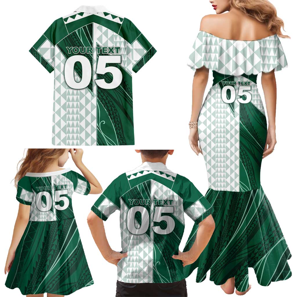 Custom Hawaii Volleyball Family Matching Mermaid Dress and Hawaiian Shirt Shaka Aloha Hand