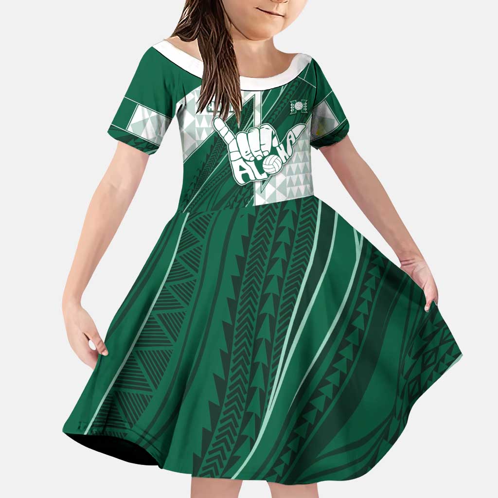 Custom Hawaii Volleyball Family Matching Summer Maxi Dress and Hawaiian Shirt Shaka Aloha Hand