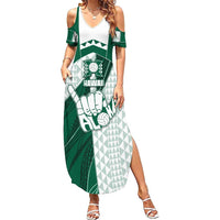 Custom Hawaii Volleyball Family Matching Summer Maxi Dress and Hawaiian Shirt Shaka Aloha Hand