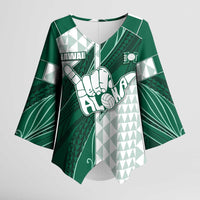 Custom Hawaii Volleyball Kimono Sleeve Blouse Shaka Aloha Hand