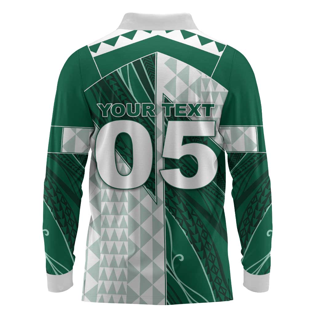 Custom Hawaii Volleyball Long Sleeve Polo Shirt Shaka Aloha Hand