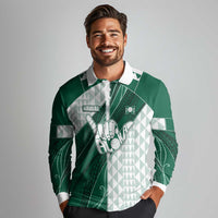 Custom Hawaii Volleyball Long Sleeve Polo Shirt Shaka Aloha Hand